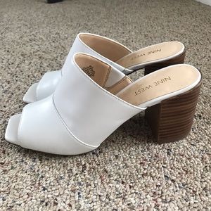 Nine West Leather White Mules